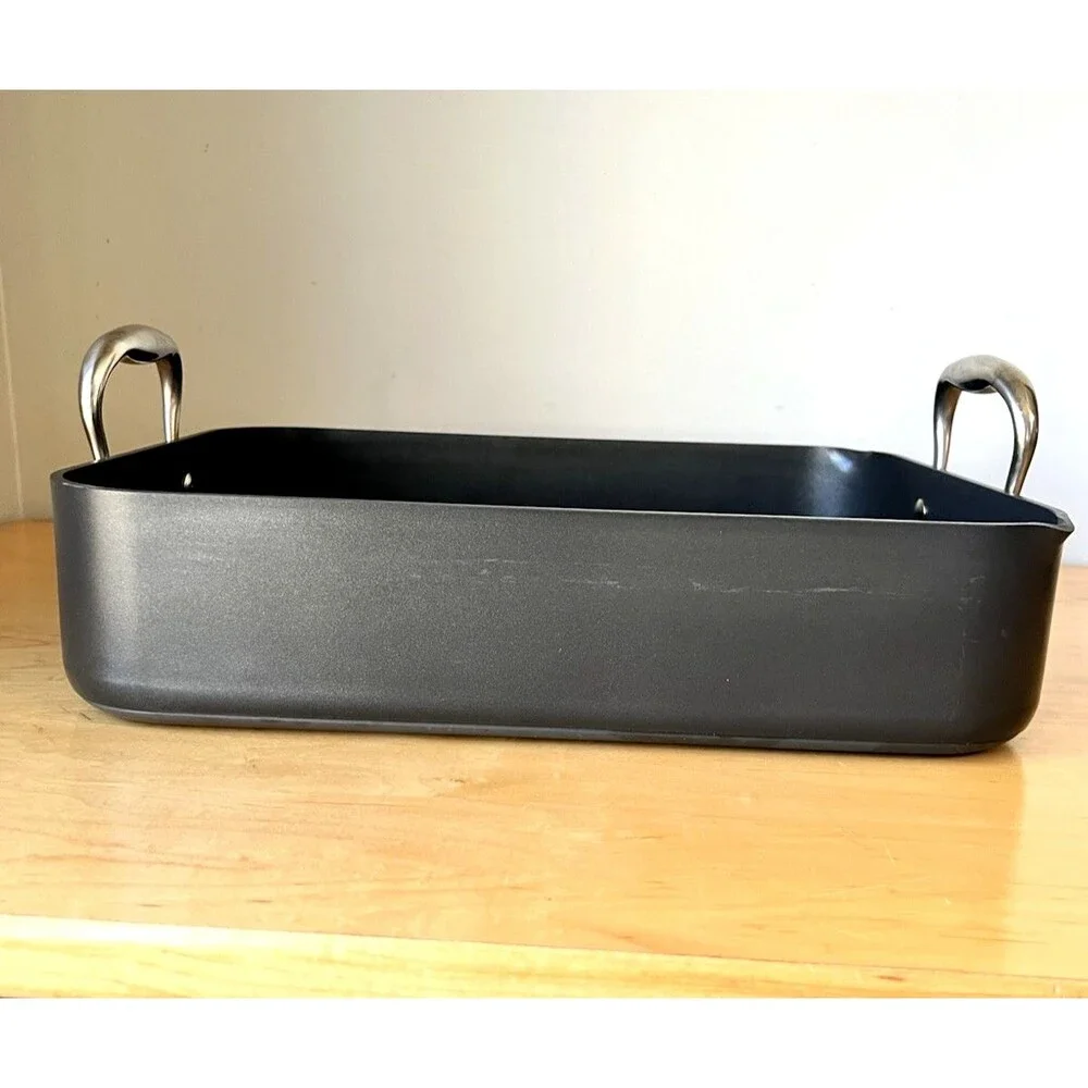 Pampered Chef Roasting Pan & Rack Anodized Nonstick Pour Spouts #2872 12